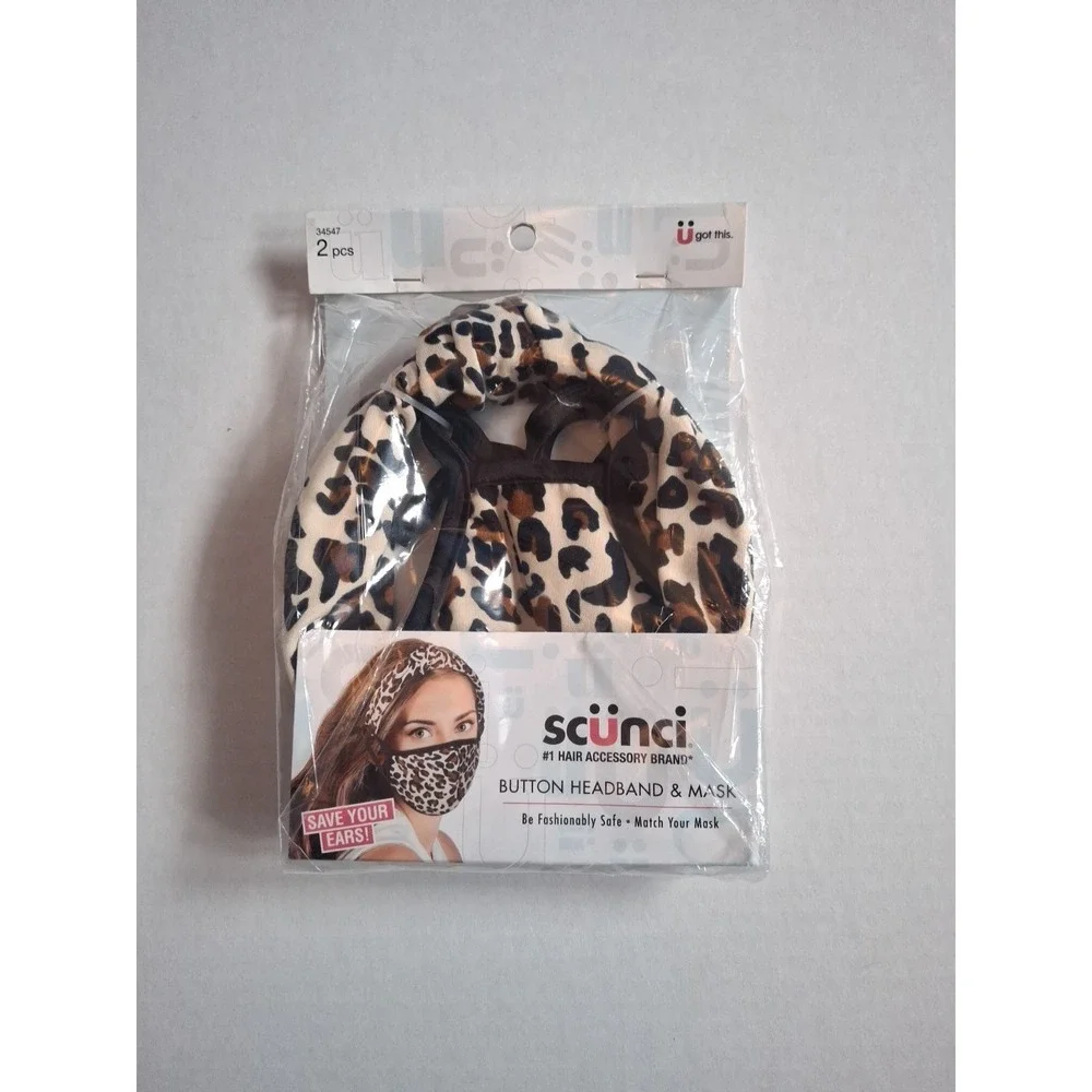 Scunci Girls Headband & Mask Cheetah‎ 2 piece